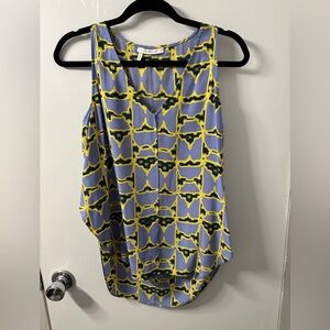 Derek Lam Silk Sleeveless Top in Yellow and Blue, Size 2